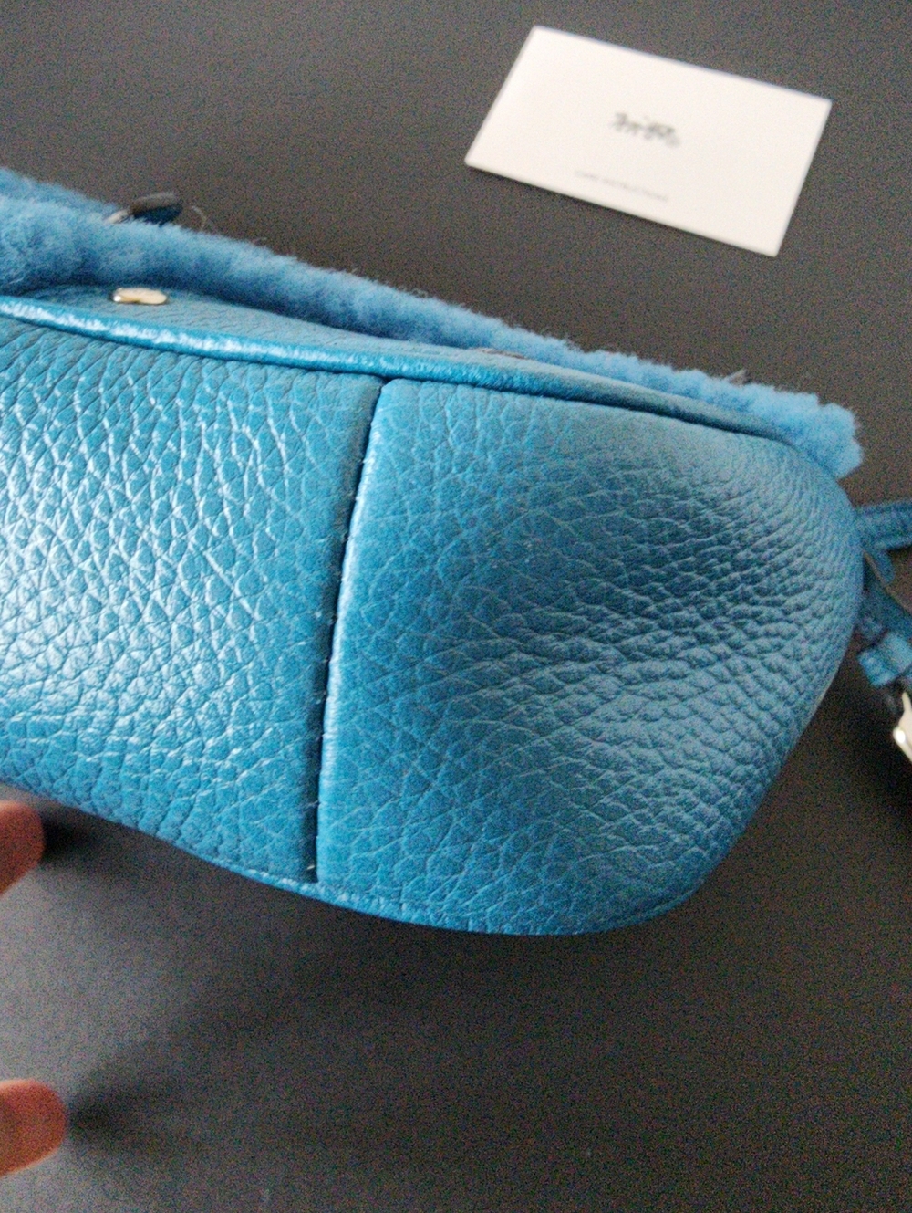 Coach Rhyder Faux Shearling & Leather Pouchette, Blue, Like New, 2015 - Picture 9 of 9